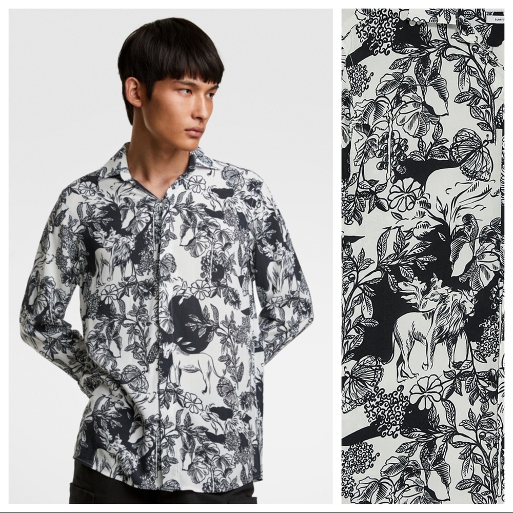 NWT. Zara Man Abstract Floral Print Shirt. Size XL